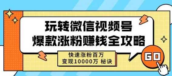 玩转视频号爆款涨粉赚钱全攻略，快速涨粉百万变现的秘诀