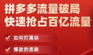 收费1280元的拼多多流量破局，快速抢占百亿流量课程