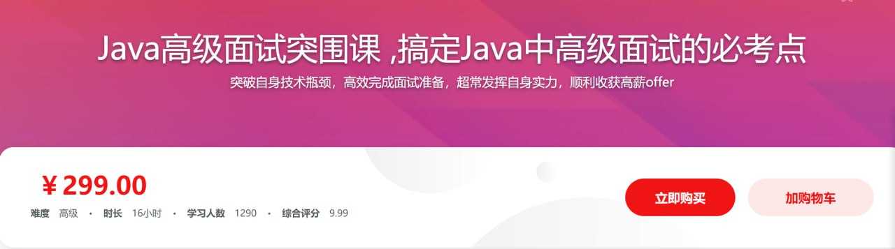 Java高级面试突围课 ,搞定Java中高级面试的必考点