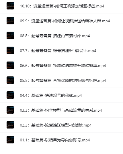 零基础玩转中视频 抖音短视频快速起号 电影解说流量特训班 个人商业实战营