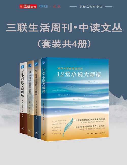 三联生活周刊•中读文丛（套装共4册）12堂小说大师课：遇见文学的黄金时代+宋：风雅美学的十个侧面+唐：中国历史的黄金时代+了不起的文明现场