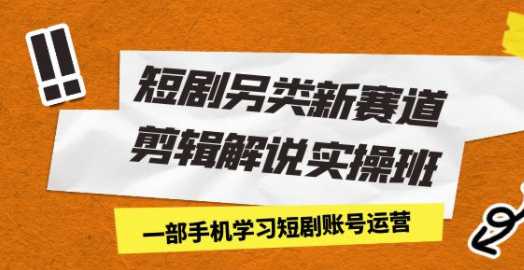 短剧另类新赛道剪辑解说实操班：一部手机学习短剧账号运营