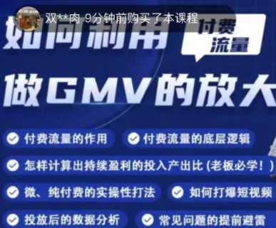 利用付费流量GMV的放大，微付费、纯付费的实操型打法