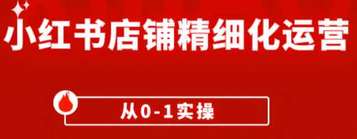 小红书店铺精细化运营，从0-1打造一个赚钱的小红书店铺