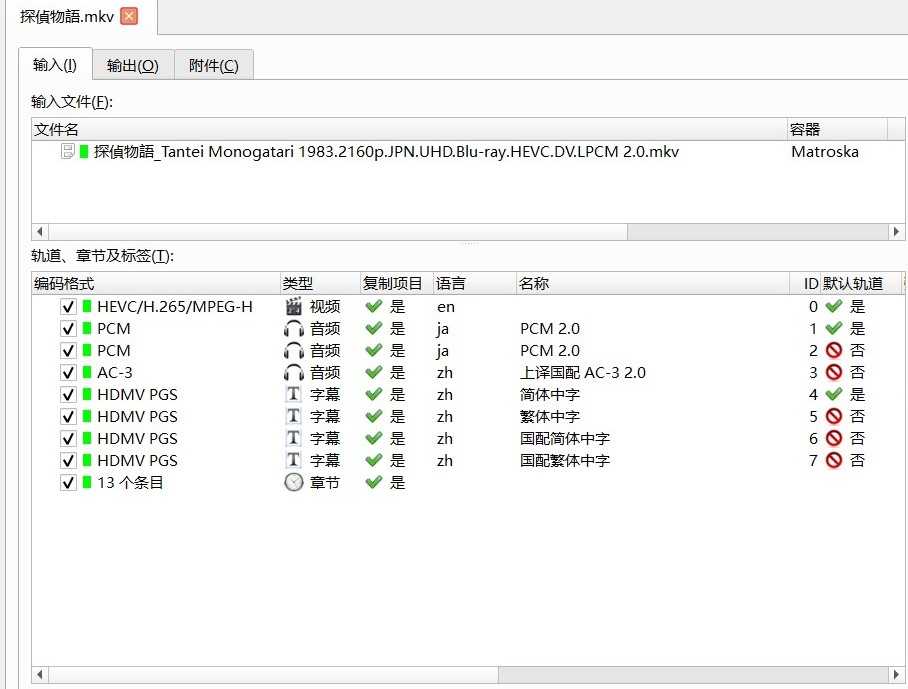 《侦探物语/探偵物語》4K REMUX 80.7Mb/s修复版【杜比视界】【上译国配 中日双语】【简繁中字+国配简繁】【68.7GB】