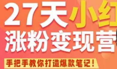 27天小红书涨粉变现营，手把手教你打造爆款笔记