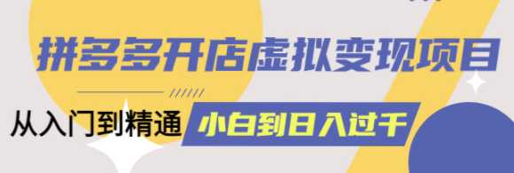 拼多多开店虚拟变现项目：入门到精通 从小白到日收益1000