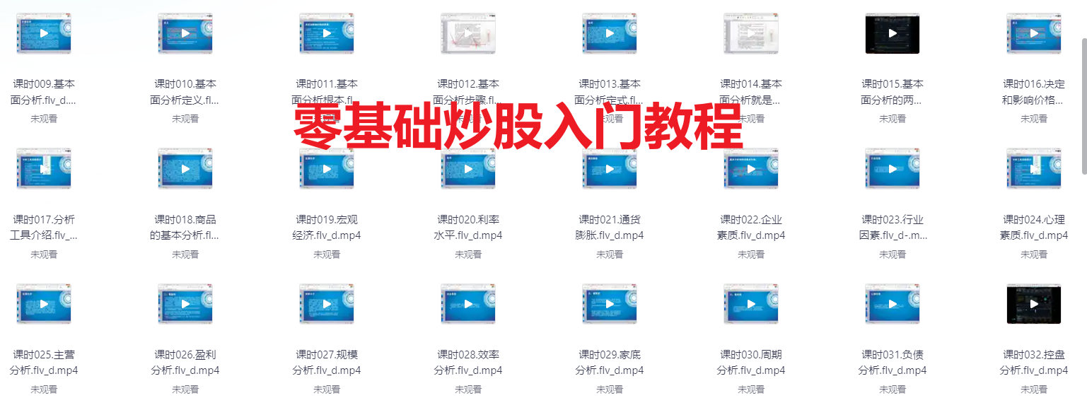 零基础炒股入门视频教程 共158课时  带你入门到精通 【17GB】